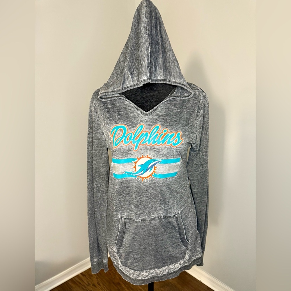 NFL Gray Long Sleeve Lightweight Hoodie Shirt - Dolphins